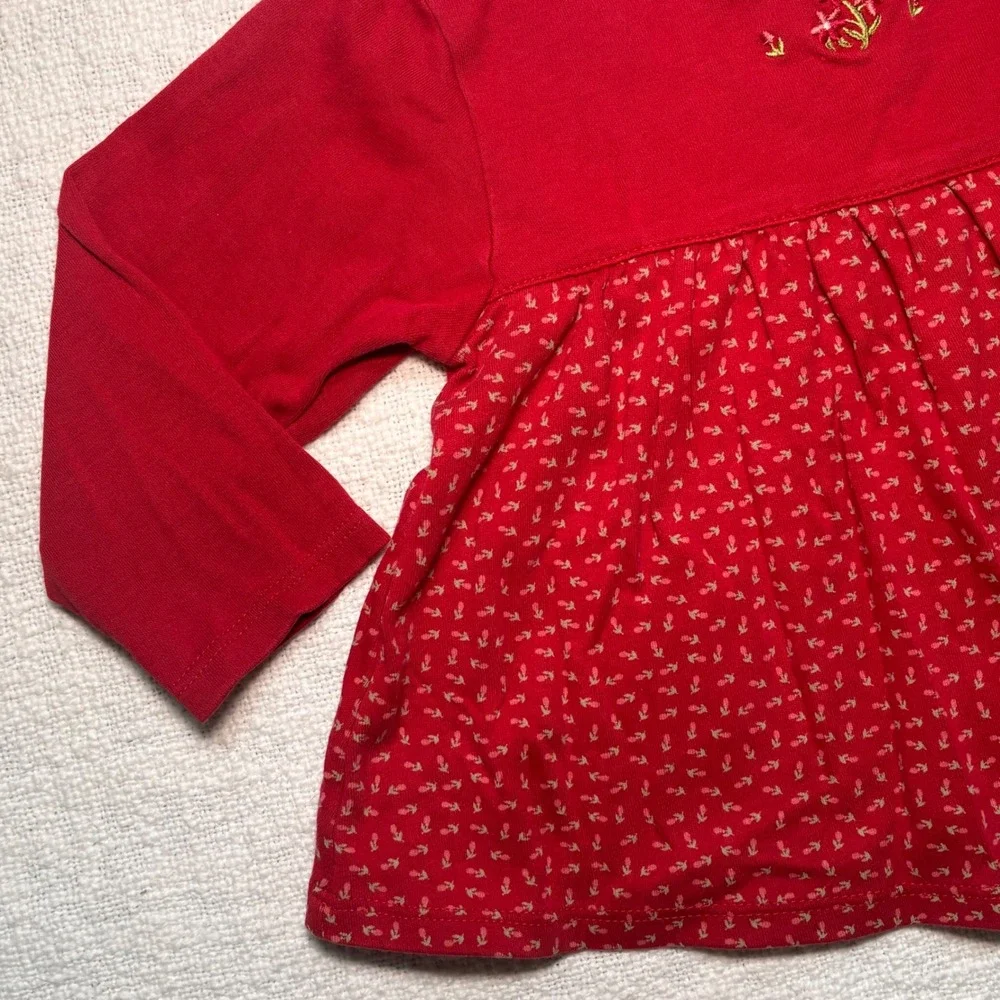 Vintage Gymboree Rainbow‎ Tag Baby Girl Red Floral Long Sleeve Tunic Top 18-24 M
